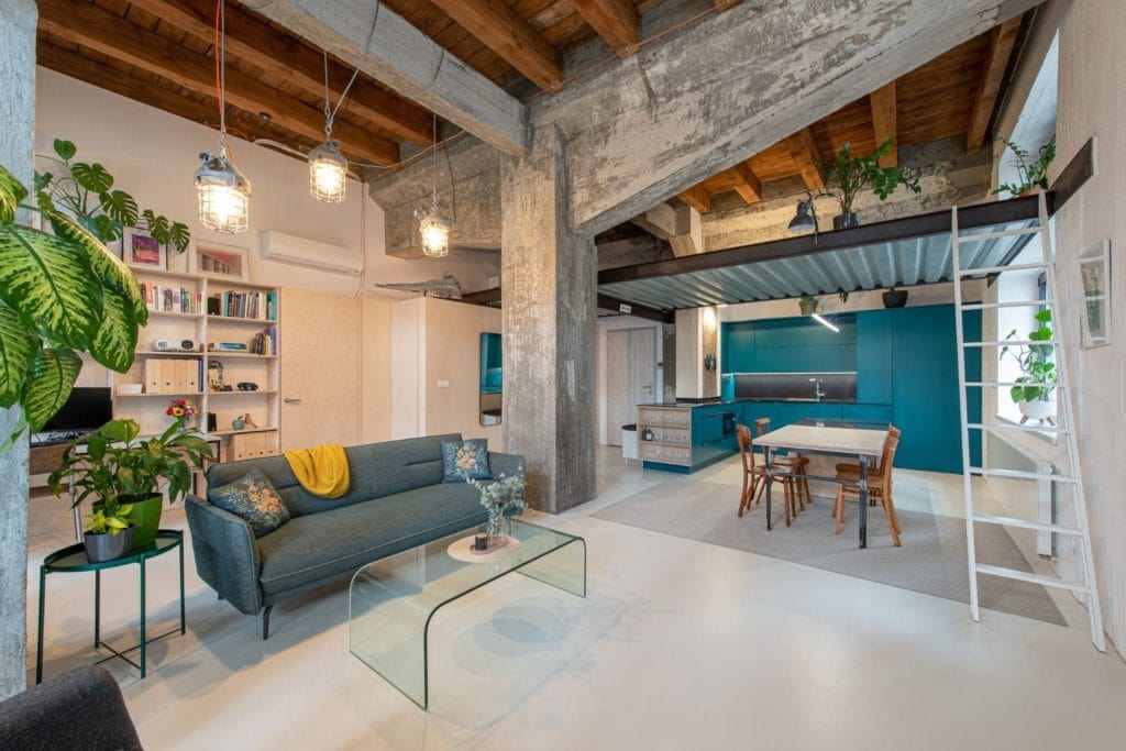 INDUSTRIAL LOFT: ŽIVÝ PRIEMYSELNÝ DIZAJN A MINIMALIZMUS KUCHYNE S OSTROVČEKOM, DIZAJNOVÉ KUCHYNE, FAREBNÉ KUCHYNE, MODERNÉ KUCHYNE S OBÝVAČKOU